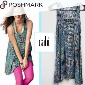 CAbi Multicolor Dot Print Trapeze Tunic Tank Top